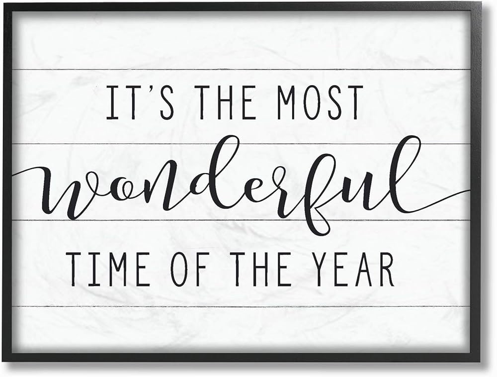 The Stupell Home Décor Collection Holiday Most Wonderful Time of The Year Black and White Typogr... | Amazon (US)