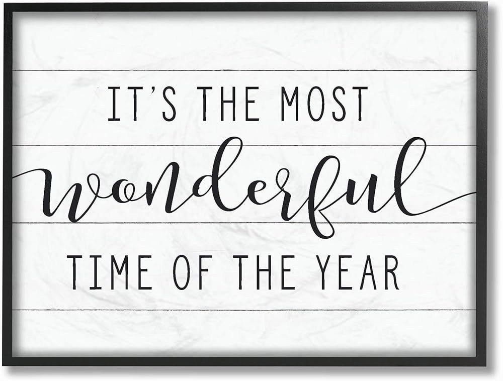 The Stupell Home Décor Collection Holiday Most Wonderful Time of The Year Black and White Typogr... | Amazon (US)