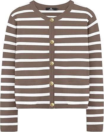 LILLUSORY Women Striped Cardigan Sweaters Fall Outfit Clothes Fashion Cropped Jackets Trendy 2025... | Amazon (US)
