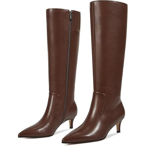 DREAM PAIRS Women Knee High Boots 2 Inch Kitten Heel Fashion Square Toe Wide Calf Long Boots | Amazon (US)