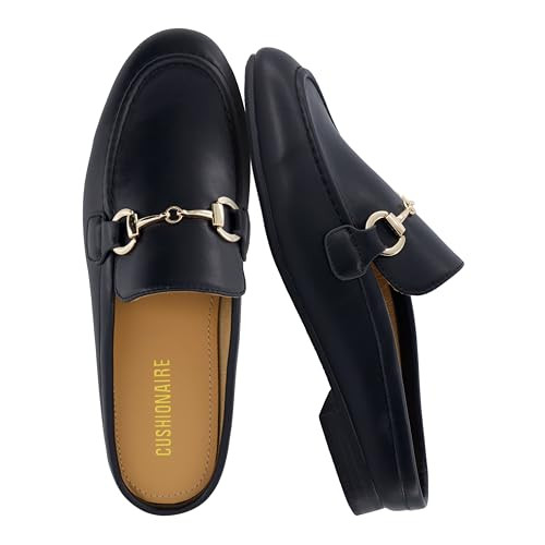 CUSHIONAIRE Yummy Slip On Womens Mules, Business Casual Loafers for Women with Low Heel and Metal Chain Detail, Black 7 | Amazon (US)