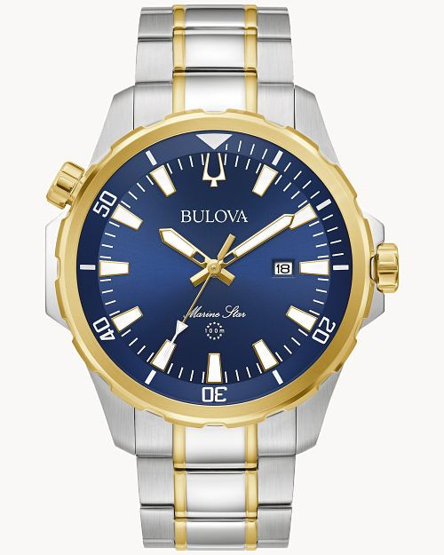 Blue Dial Stainless Steel Bracelet Marine Star 98B384 | Bulova | Bulova