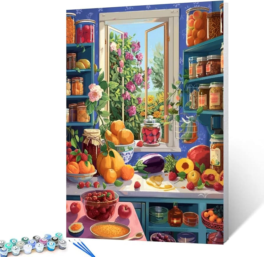 Colorful Kitchen Scene Paint by Numbers for Adults Fruit and Vegetabe DIY Digital Oil Painting Ac... | Amazon (US)