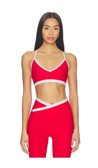 Beyond Yoga Spacedye Shirred Colorblock Bra in Red. - size XL | Revolve Clothing (Global)