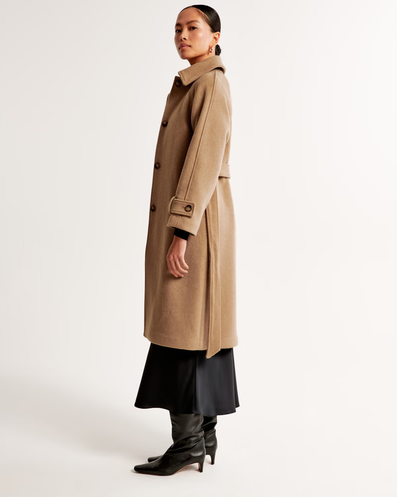 Wool-Blend Funnel Neck Coat | Abercrombie & Fitch (US)
