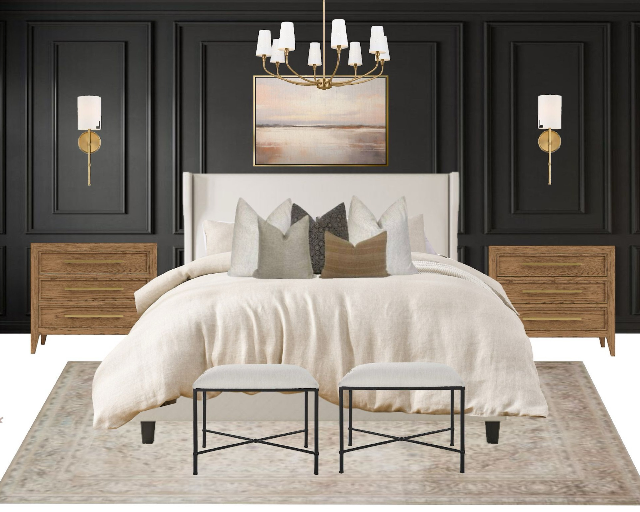 Moody wood feature wall with neutral bedding and earthy tones.

#LTKFamily #LTKHome