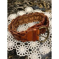 Vintage Fossil Wide Woven Belt - Genuine Brown Leather, Soft & Durable, Rugged Elegance For Timeless Style | Etsy (US)