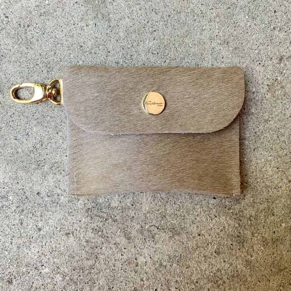 Taupe hair on hide leather keychain wallet | Etsy (US)