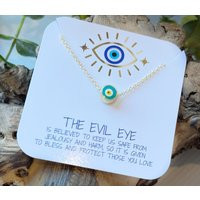 Gold Evil Eye Necklace Aqua & Yellow Nazar Amulet | Etsy (US)