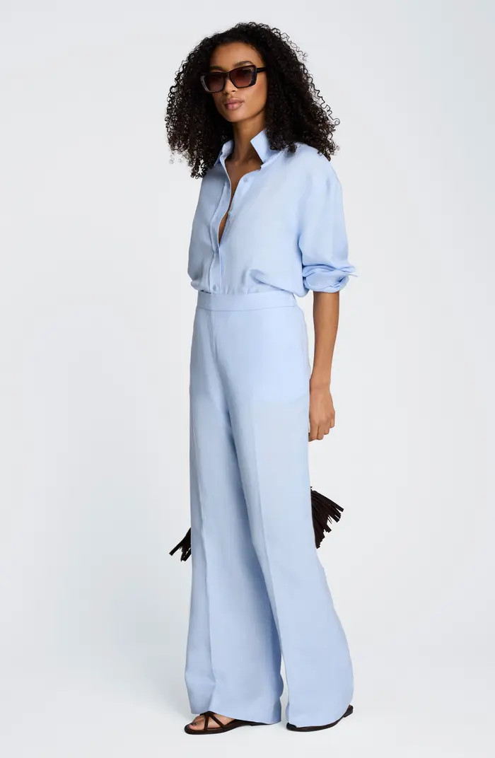 Pull-On Linen Blend Straight Leg Pants | Nordstrom