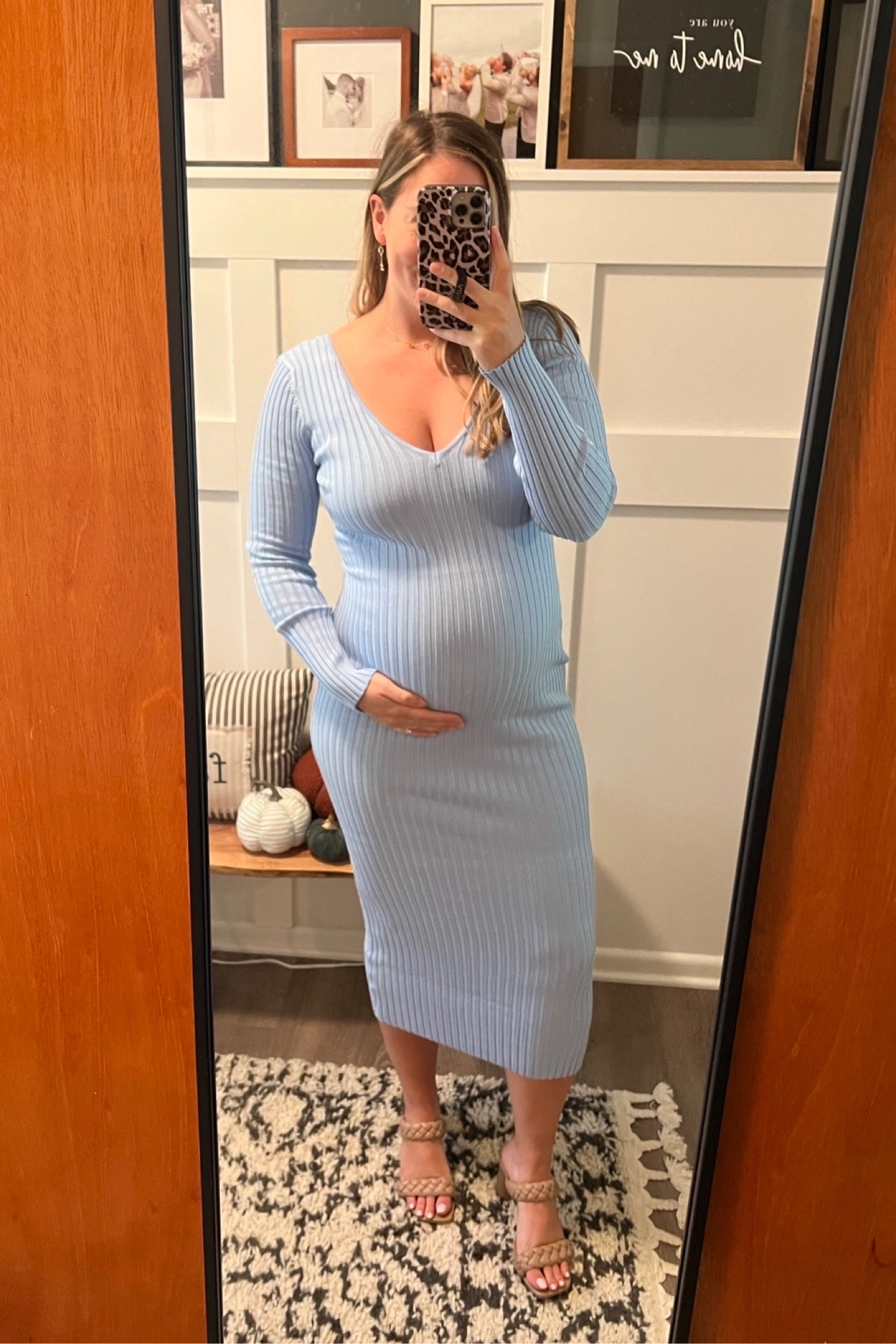 Light blue ribbed maternity dress perfect for a baby shower if your expecting a little boy!

#LTKbaby #LTKbump