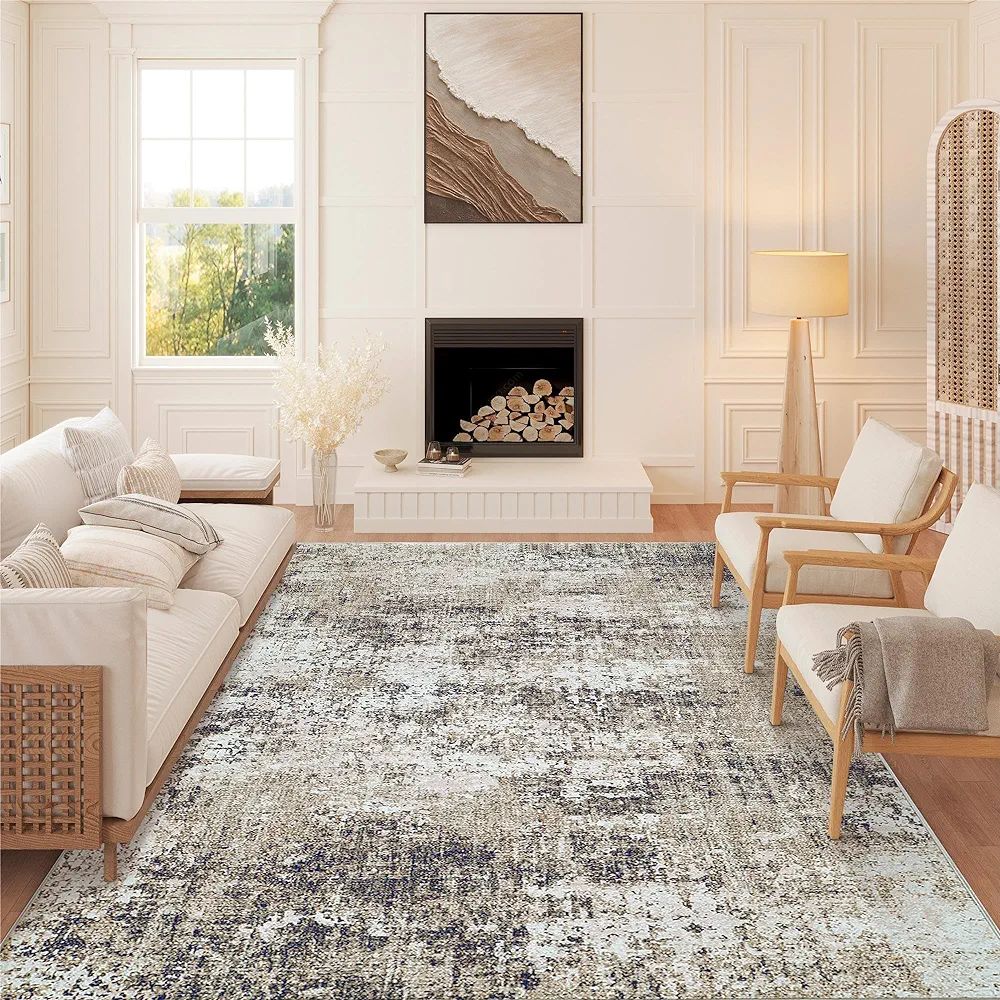 Modern Abstract Taupe Rug 8x10 Machine Washable Living Room Area Rug Brown Indoor Accent Rug Low ... | Amazon (US)