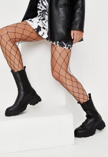 Missguided - Black Oversized High Waist Fishnet Tights | Missguided (UK & IE)
