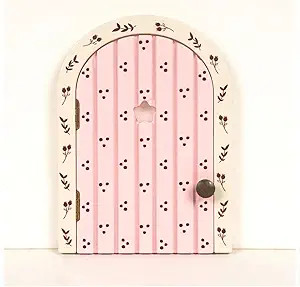 Wooden Fairy Door, Pink with Floral Design, 8 Inch Decorative Door for Wall or Garden | Amazon (US)