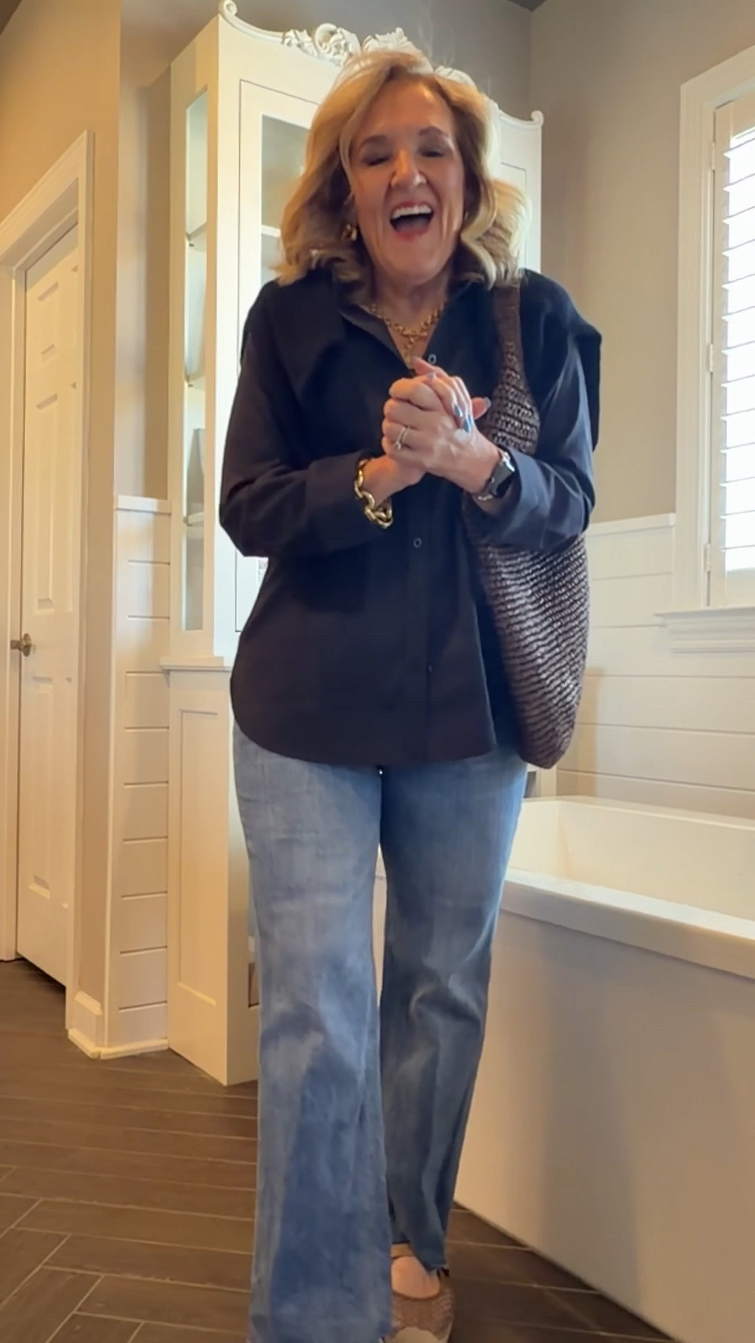 Chicos no iron blouse size 1.0 buy more save more promotion 
Cashmere sweater medium 
Kut from the Kloth jeans I’m wearing a 6
Espadrilles are very comfy and you’ll wear often 

#LTKOver40 #LTKPetite #LTKSaleAlert