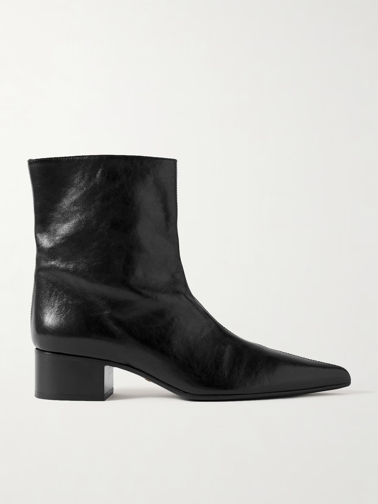 KHAITE - Andee Crinkled-leather Ankle Boots - Black | NET-A-PORTER (UK & EU)
