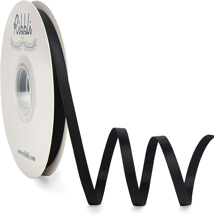 Ribbli Black Satin Ribbon,Double Faced Satin 1/4 inch x Continuous 50 Yards,Black Ribbon Use for ... | Amazon (US)