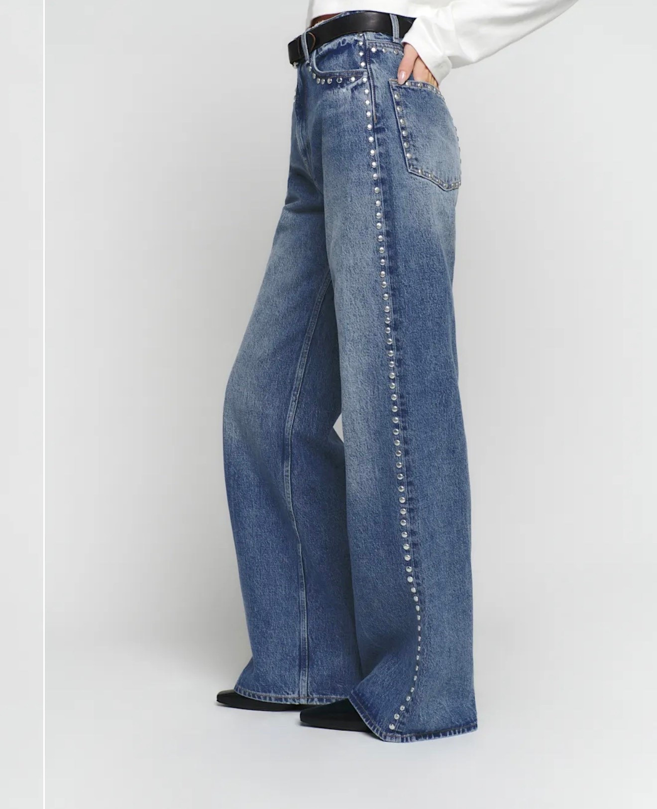 The Ultimate Studded Wide-Leg Denim ✨👖 

Everyone was asking for the details on these jeans from last night’s book event! While the Gap version is a great find, these are my absolute favorite for when you want a little more "extra." 💎
What sets these apart? The stud detailing isn’t just on the front—it goes all the way to the back pockets, too! They have the perfect weight, a flattering wide-leg fit, and that "cool girl" edge that works for everything from book talks to brunch.
Fit Tip: I’m wearing my true size, but if you want them to sit a bit lower on the hips for a slouchier look, I’d suggest sizing up!

#LTKOver40 #LTKootd #LTKgrwm