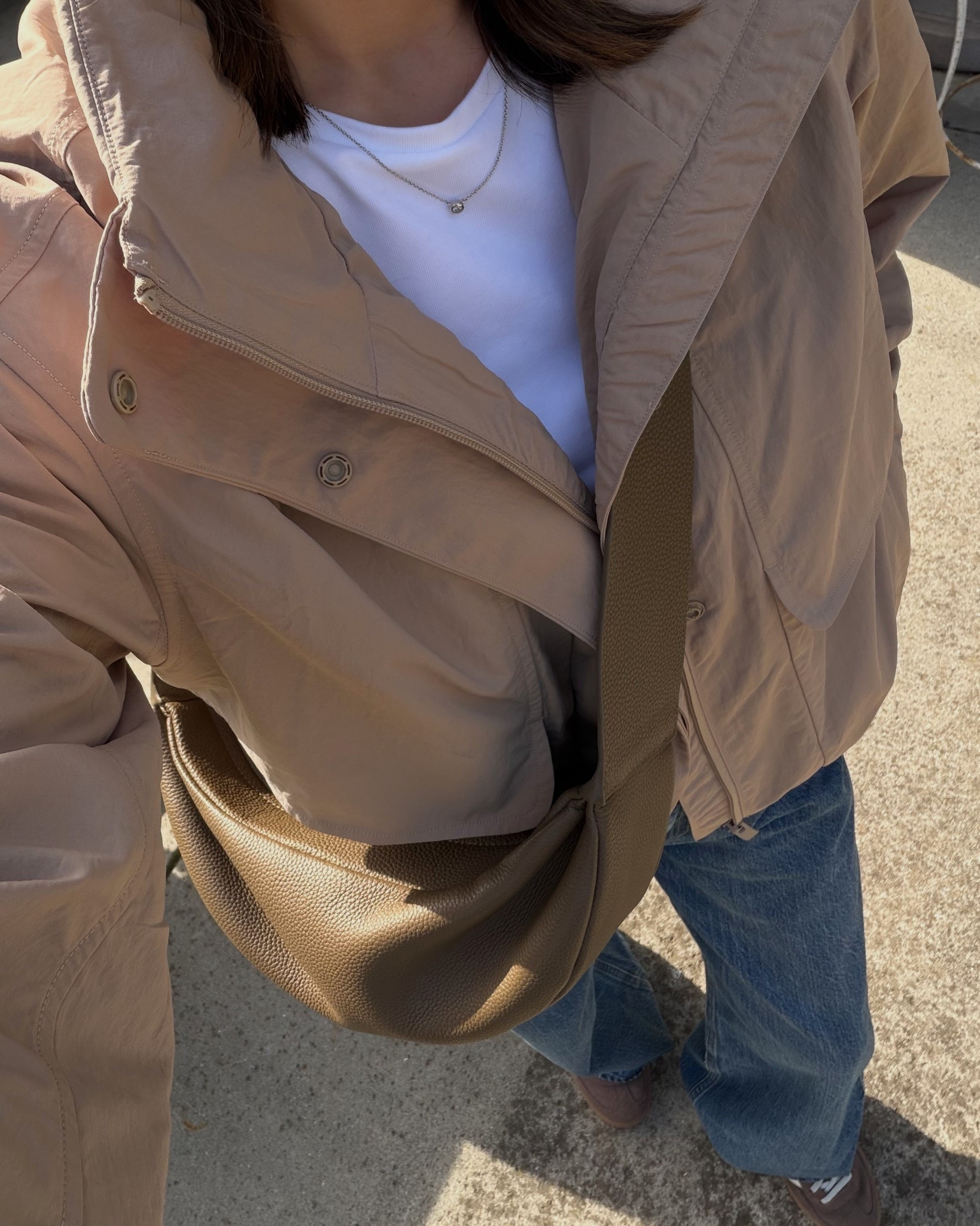 Casual weekend outfit for the farmers market! Spring transitional jacket 

Lululemon jacket - xs, water resistant + packable hood 
Abercrombie wide leg jeans - 24 reg, runs big I sized down and length falls a little long with flats on my 5’4” frame. Use code AFJEAN for extra % off!
Amazon crossbody 
Adidas Spezial 

#LTKSaleAlert #LTKootd #LTKmomlife