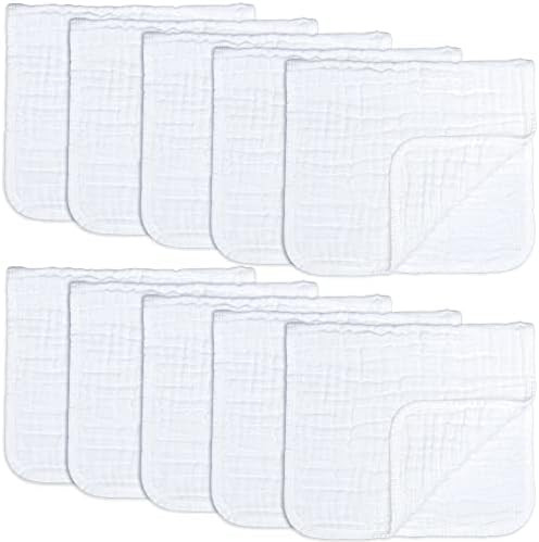 Amazon.com: Muslin Burp Cloths 10 Pack Large 100% Cotton Hand Washcloths 6 Layers Extra Absorbent... | Amazon (US)
