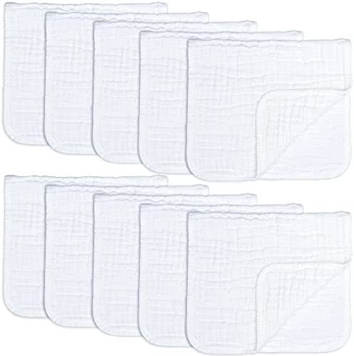 Amazon.com: Muslin Burp Cloths 10 Pack Large 100% Cotton Hand Washcloths 6 Layers Extra Absorbent... | Amazon (US)