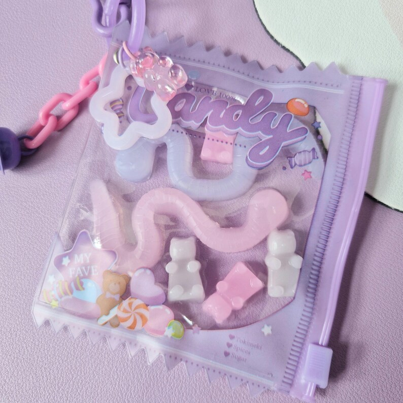 Cute Kawaii Keychain Squishy Candy Sweets Squishy Purple Candies Keyring Jelly Snakes Gummy Bears... | Etsy (US)
