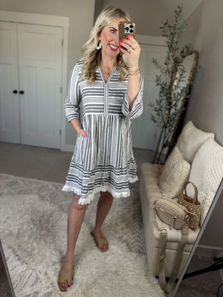 Weekend Walmart wins try on 
Striped dress- medium [if between sizes, go up!]

#LTKfindsunder50 #LTKSeasonal #LTKstyletip