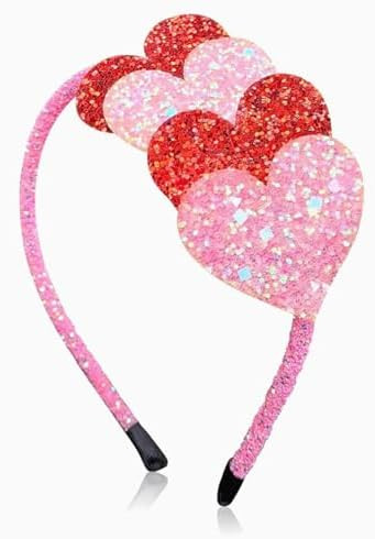 Valentines Headband Glitter Heart Hair Bands Pink Red Heart Headpiece Valentines Hair Accessories... | Amazon (US)