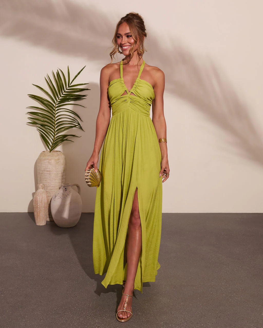 Elmhurst Ruched Halter Maxi Dress | VICI