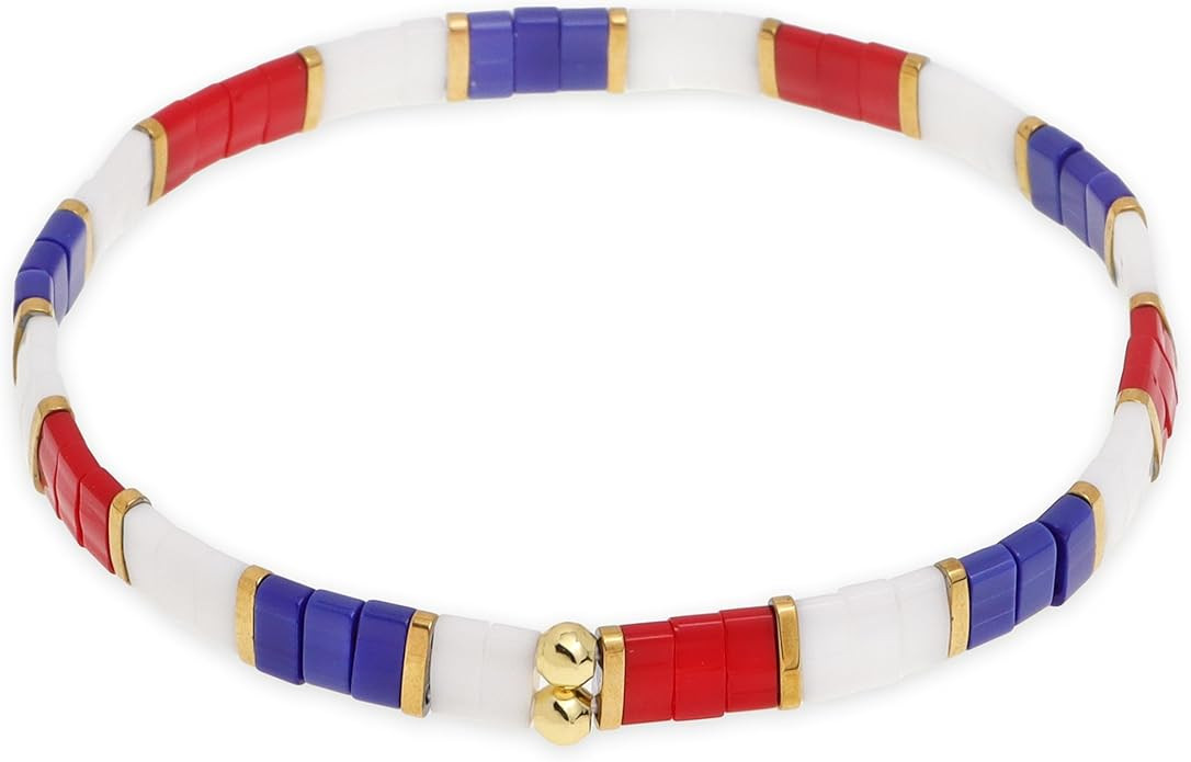 Sonateomber Tila Flat Beaded Stretch Bracelets for Women, Trendy Stackable Colorful Beads Bracele... | Amazon (US)