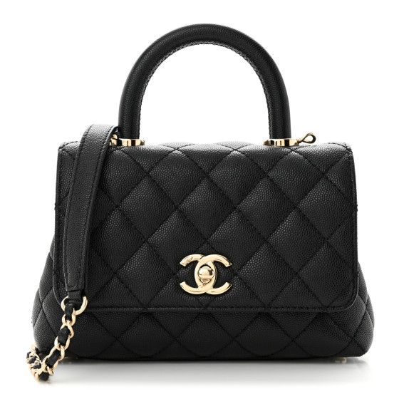 Caviar Quilted Extra Mini Coco Handle Flap Black | FASHIONPHILE (US)