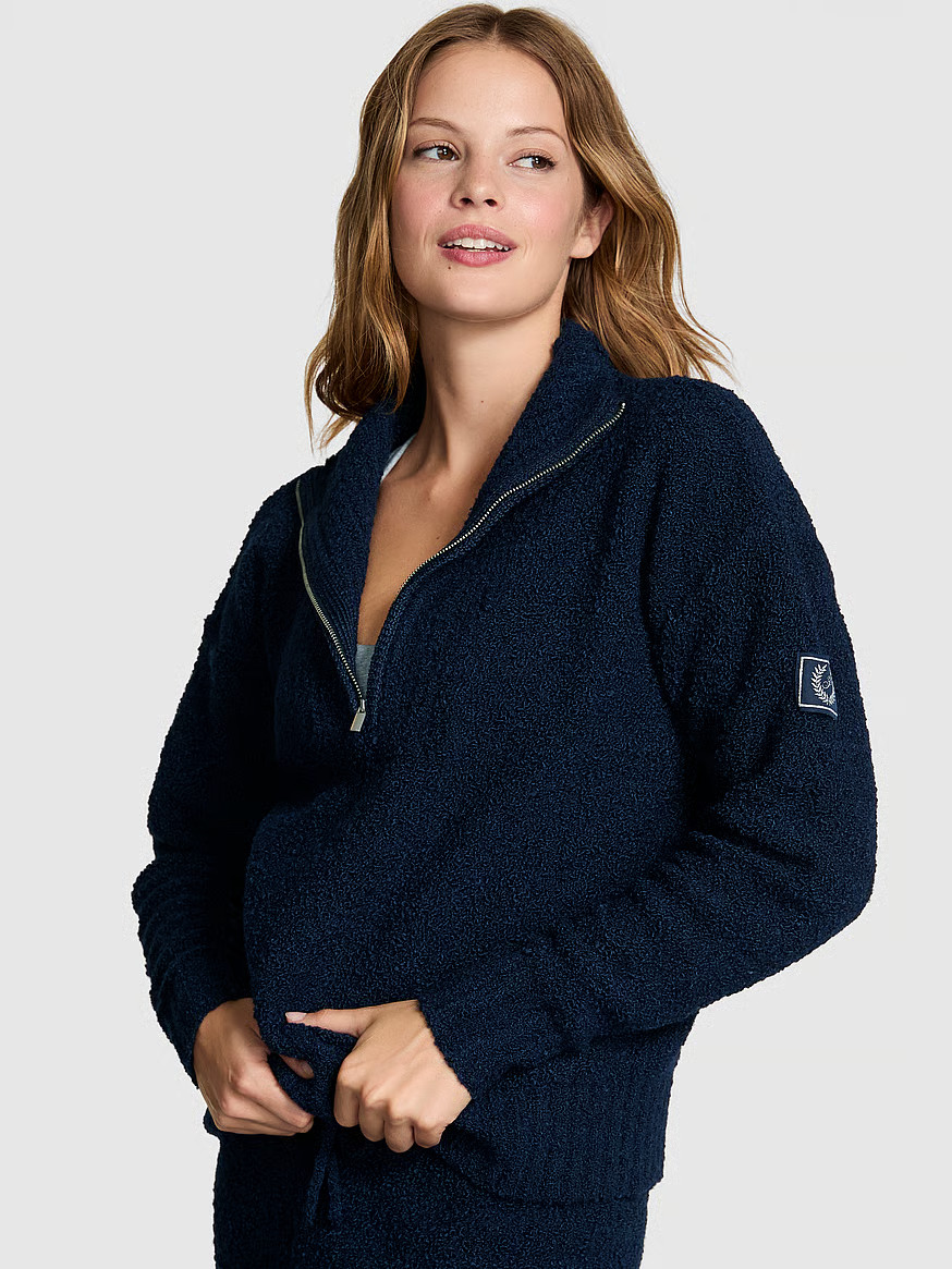Buy Cozy Bouclé Half-Zip Sweater, Noir Navy - Order Sweaters online - PINK US | Victoria's Secret (US / CA )