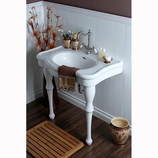 VPB5321 Imperial 29.13" Tall White Vitreous China Circular Console Bathroom Sink with Overflow | Wayfair North America