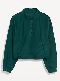 Oversized Sherpa Half-Zip Sweatshirt for Women | Old Navy (US)