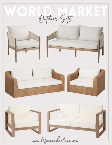 World Market - Outdoor Sets! Snag these pretty & affordable outdoor sofas & chairs for your patio this summer!

#patio #outdoorsofa #outdoorchair  

#LTKhome #LTKSeasonal