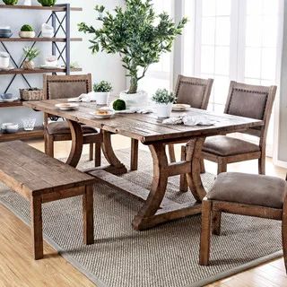 Furniture of America Sail Rustic Pine Solid Wood Dining Table - 96-inch | Bed Bath & Beyond