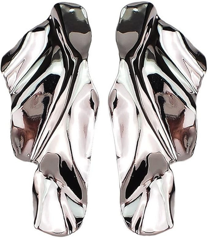 Statement Geometric Texture Earrings for Women Girls,Large Fashion Irregular Minimalism Metal Sim... | Amazon (US)