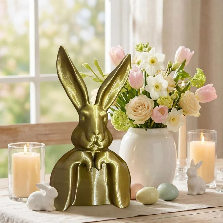 Spring Rabbits Easter Decorations, 9.4 Inch Vintage Gold Resin Bunny Statue, Easter Table Centerp... | Walmart (US)