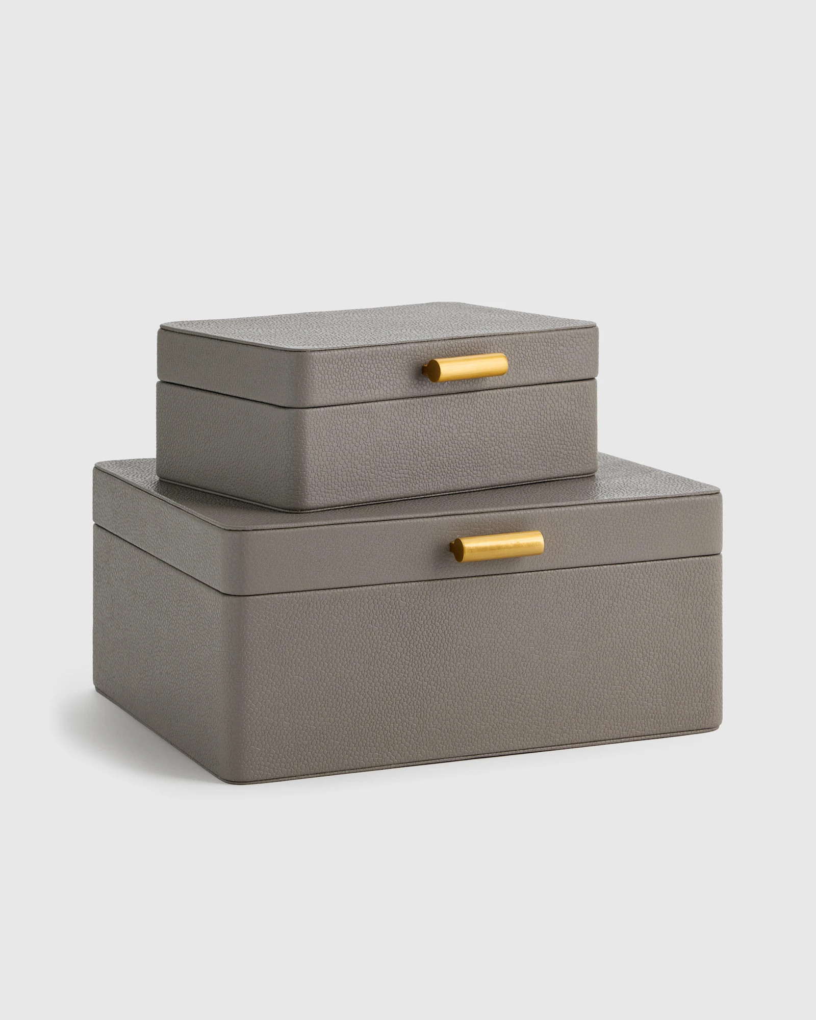 Shagreen Leather Decorative Boxes (Set of 2) in Cream | Quince