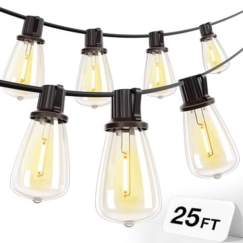 addlon 25FT LED Outdoor String Lights, Waterproof with 8+1 LED Shatterproof Bulbs (Non-Solar) Patio Light, Connectable & Waterproof Hanging Outdoor for Camping Backyard Bistro Porch | Amazon (US)
