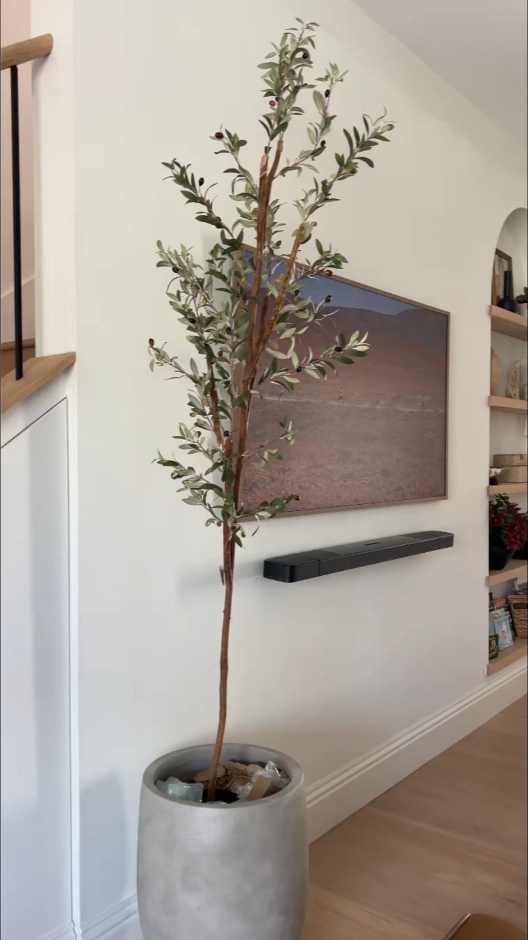 Easy home hack for you to make your faux trees feel taller. I got this faux olive tree and added it to a large planter. I used cardboard, foam whatever I could find to stuff it to bring the tree up. Going to add moss on top so you can’t see the cardboard and you’ll never know that this tree was only 6 feet tall and not almost 9ft  

#LTKHome #LTKFindsUnder100 #LTKWatchNow