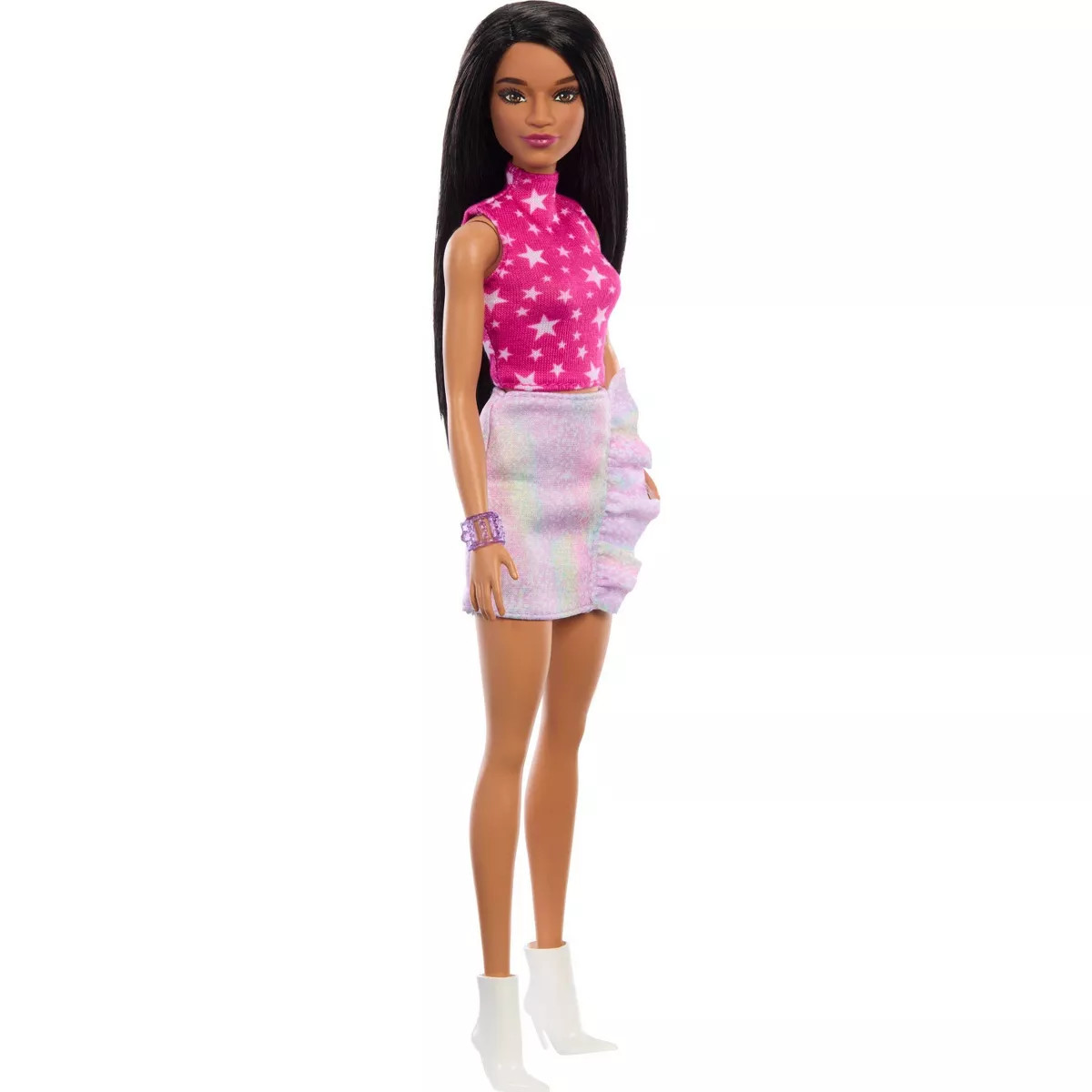 Barbie Fashionistas Doll #215 with Black Straight Hair & Iridescent Skirt, 65th Anniversary | Target