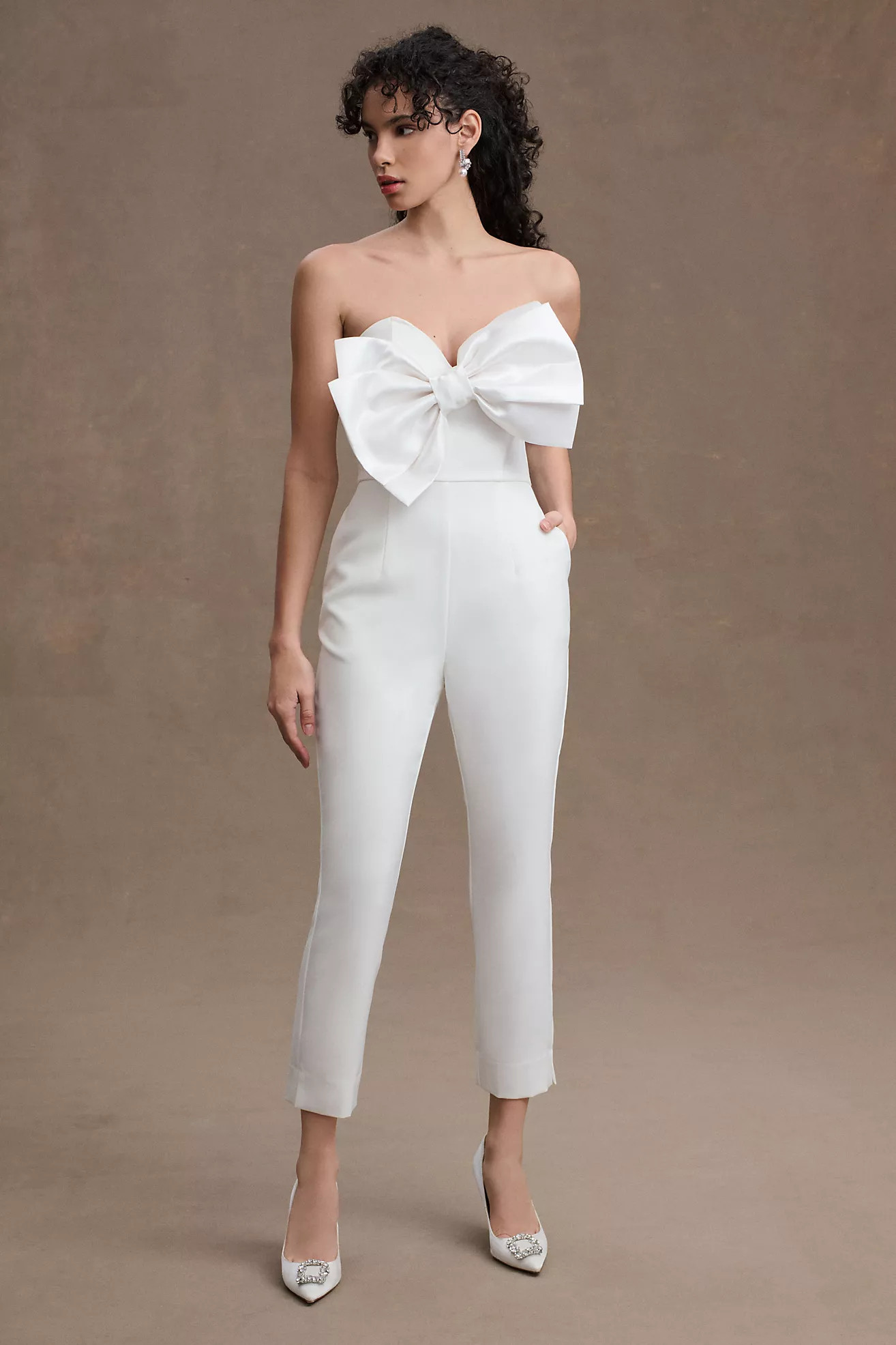 Mestiza Lara Strapless Sweetheart Bow Jumpsuit | Anthropologie (US)