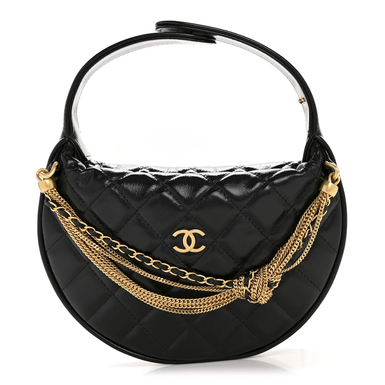 Shiny Caviar Quilted Bow Pouch Hobo Black | FASHIONPHILE (US)