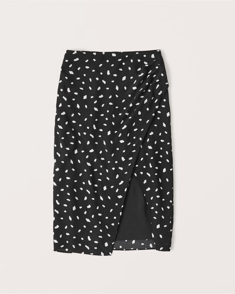 Ruched High-Slit Midi Skirt | Abercrombie & Fitch (US)