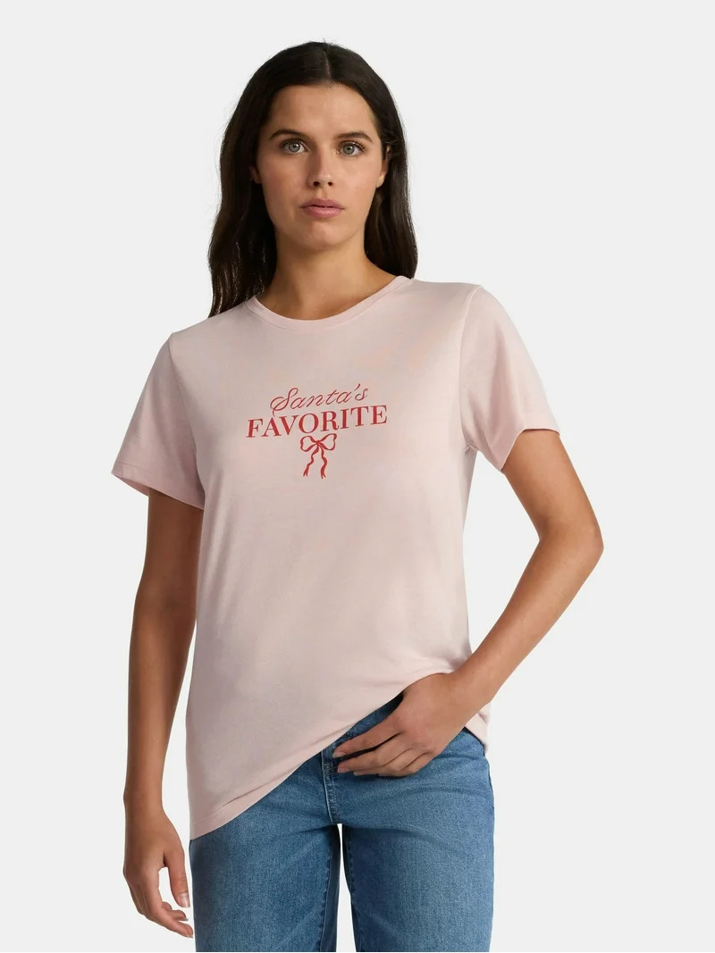 Christmas Women's Santa's Favorite Graphic Tee from Holiday Time, Sizes S-XXXL | Walmart (US)