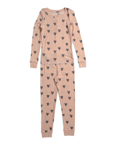 Girls 2Pc Star Seeker Hearts Pajama Set, Spandex/Polyester/Rayon | TJ Maxx