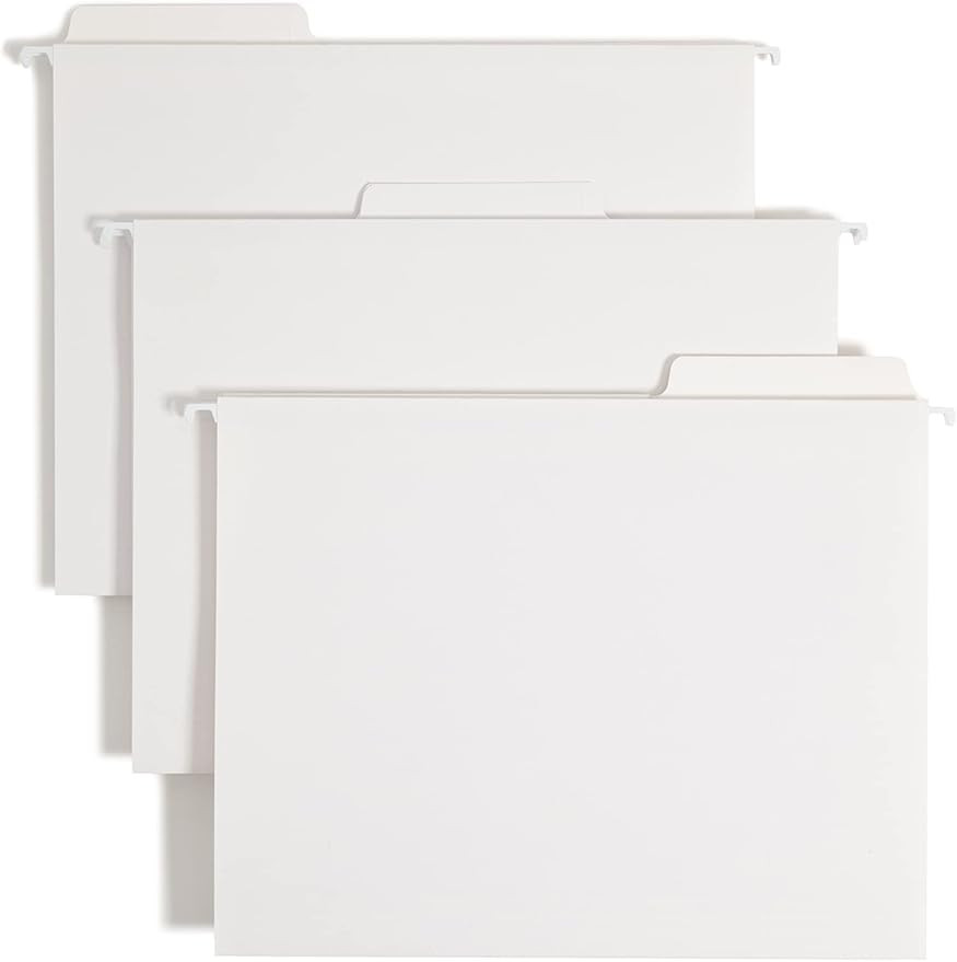 Smead FasTab Hanging File Folder, 1/3-Cut Built-in Tab, Letter Size, White, 20 per Box (64002) | Amazon (US)