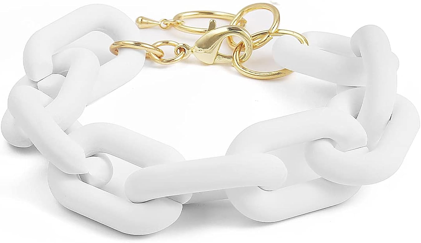 CONRAN KREMIX Chunky Colourful Resin Chain Bracelet Acrylic Bracelet For Women Neon Plastic Rainb... | Amazon (US)