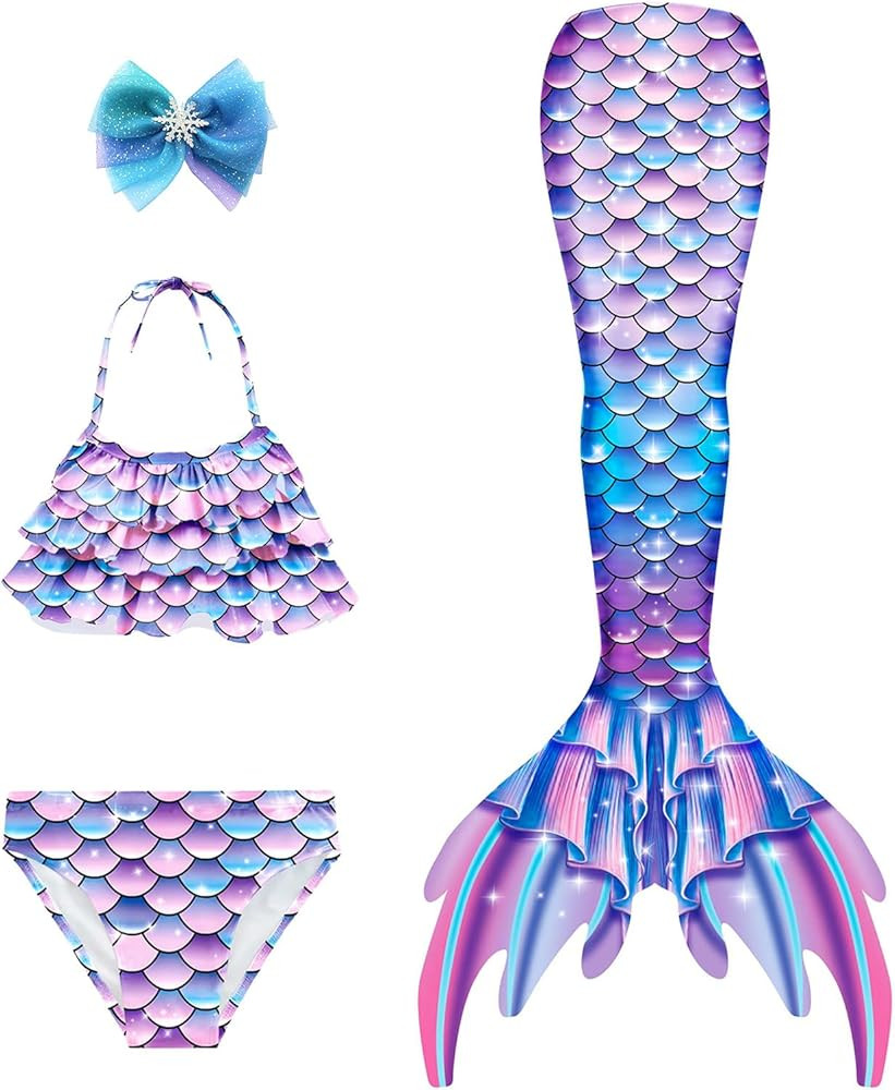 Girls Bikini Swimsuit 3 Piece Bathing Suit with Ruffle Top Cover Up Skirt Gift for Girls 4-10Year... | Amazon (US)